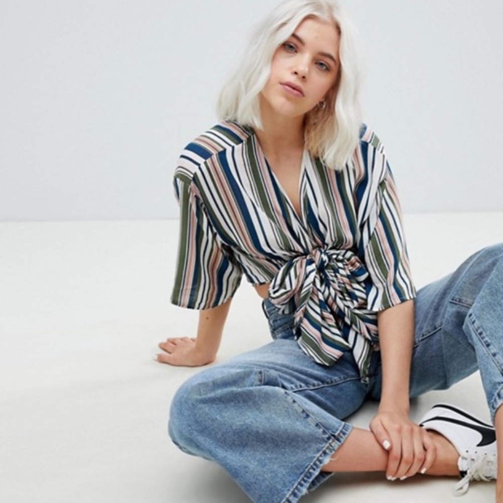 [pull&bear] tie front kimono shirt